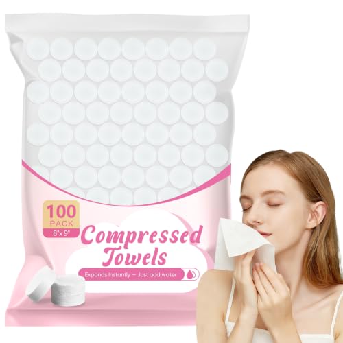 GLIMGLINT 100 Pcs Mini Disposable Compressed Towels for Travel