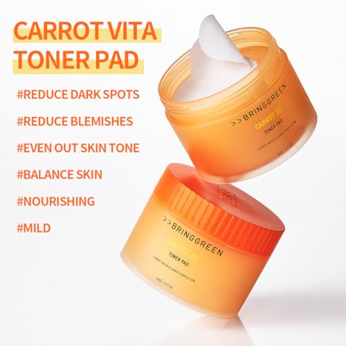 BRING GREEN Carrot Toner Pad | Contains Vitamin and Retinol to Even