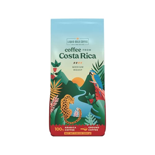 Liquid Gold Coffee Costa Rica Medium Roast Ground, 7OZ - 100% Arabica