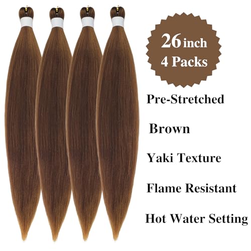 26 Inch Honey Brown Pre-Stretched Boho Braiding Hair
