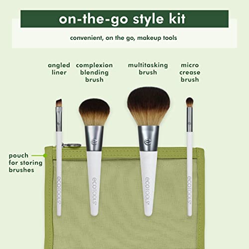 EcoTools On-The-Go Makeup Brush Kit - Travel Size Set with Bag