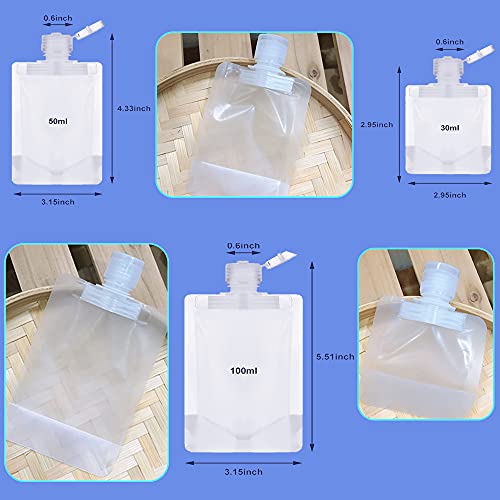 Refillable Travel Lotion & Shampoo Pouch Set - Clear Plastic Stand-Up Bags, 10 pcs
