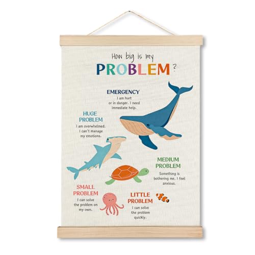 Zones of Regulation Mental Health Wall Art - Ocean Animal Decor, 12x16