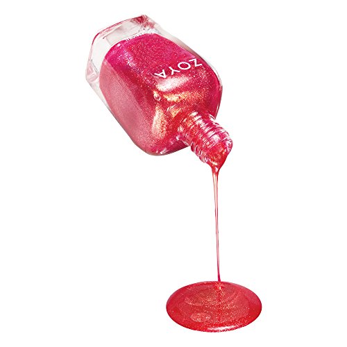 ZOYA Rica Nail Polish 0.5 fl oz - Long-Wearing, Chip-Resistant, Formaldehyde-Free, Coral Pink with Gold Sparkle