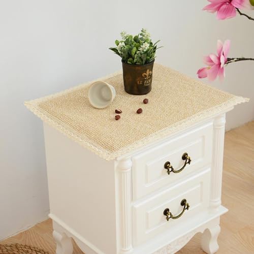 Khaki Polyester Tablecloth for Nightstand - 15.7x17.7