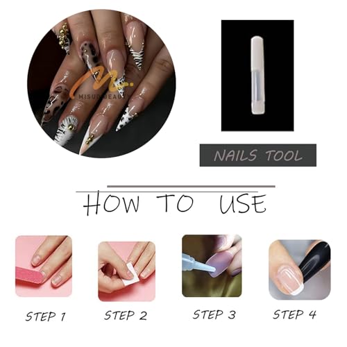 MISUD Long Stiletto Press-On Nails with Cheetah French Tip & Tortoise Design, 24 Pcs