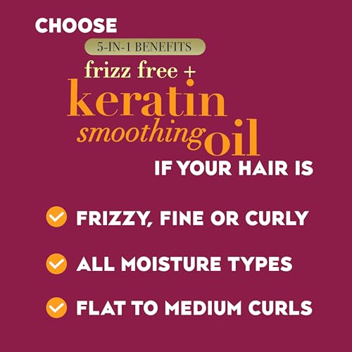 OGX Frizz-Free Keratin Smoothing Oil Shampoo, 13 fl oz