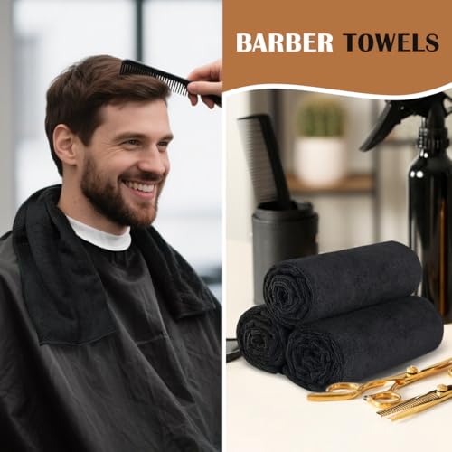 Orighty 2 Pack Black Microfiber Salon Towels - Soft & Absorbent
