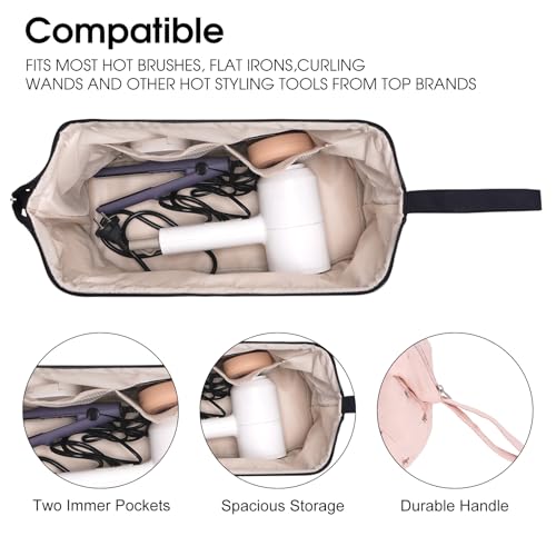Quilted Hair Tool Travel Bag - Pink Bow, Organizer for Dyson Airwrap