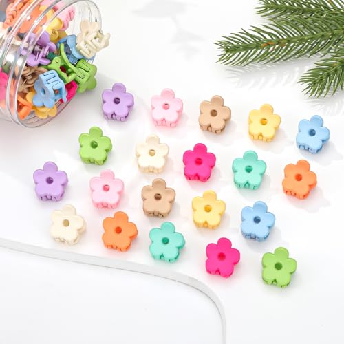 JANFUN Colorful Small Flower Hair Clips 100PCS Mini Claw Hairpins for Women Girls Teens