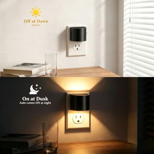 Dimmable LED Night Lights with Auto Sensor – 2 Pack, 3000K