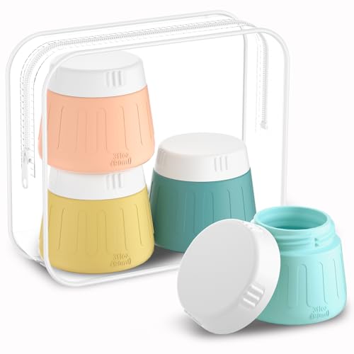 Gemice 3 oz Macaron Travel Containers - Leakproof Toiletry Jars (4-Pack)