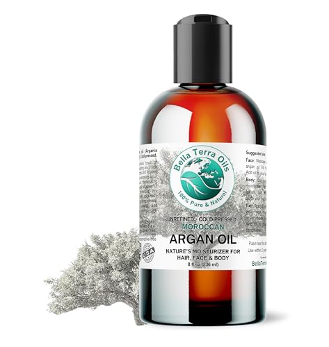 Bella Terra Oils Argan Oil 8 oz - Pure Moroccan Hair & Skin Nourishing Oil - Pack of 1