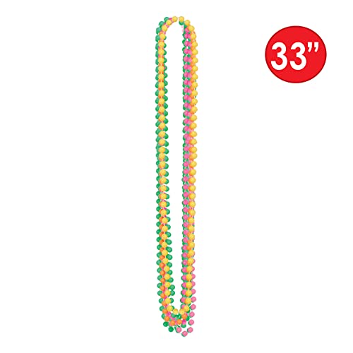 Beistle Neon Party Beads - 24 Pack Colorful Necklaces for Events