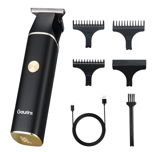 Gaurins Black Hair Trimmer for Men – Professional Beard Clipper with LCD Display