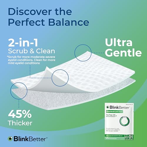 BlinkBetter Tea Tree Oil Eyelid Wipes - 60 Count Pack of 1 - Blepharitis & Dry Eye Relief, Gentle Cleansing & Soothing for Sensitive Eyes