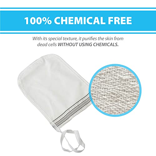 Cacala White Turkish Exfoliating Gloves for Face & Body - 4 Pcs Spa Hammam Kese Mitts