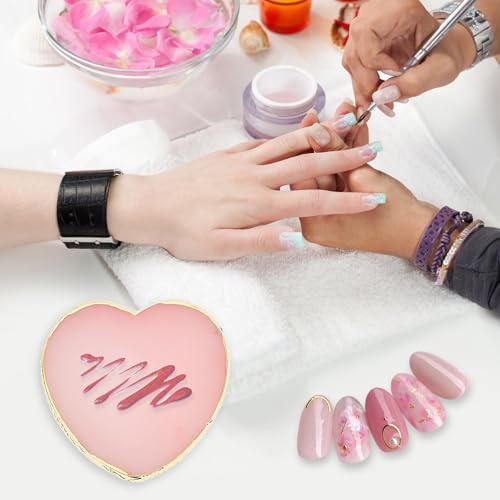 SUMAJU 2 Pack Heart Nail Art Palettes - Pink & White Resin