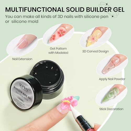 SUPWEE Clear 3D Gel Nail Art Sculpting Gel - 2PCS, Non-Stick, Beginner-Friendly