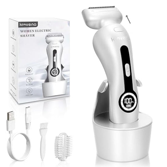 Electric Shaver for Women Electric Razor for Womens Bikini Legs Underarm Public Hairs Rechargeable Trimmer with Detachable Head Cordless Wet Dry Use
