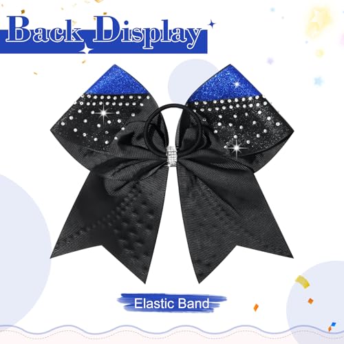 6PCS Glitter Cheer Bows for Cheerleading - Rhinestone Hair Accessories