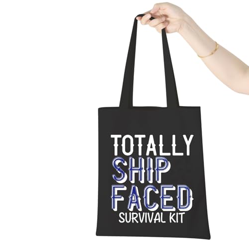 WCGXKO Totally Ship Faced Black Zipper Makeup Travel Bag for Cruises & Bachelorette Parties - Faced Tote