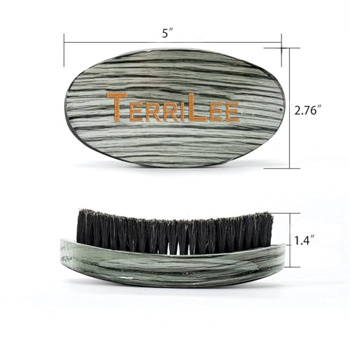 Terrilee Palm Wave Brush - Curved Medium Boar Bristle 360 Wave Brush