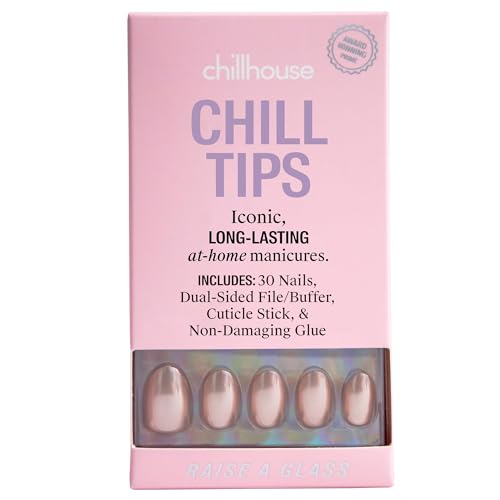 Chillhouse Raise a Glass Press-On Nails Kit - Oval Tips, 30 Count