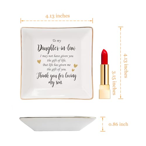 Ceramic Jewelry Dish for Daughter-in-Law - 3.9" Square Ring Tray