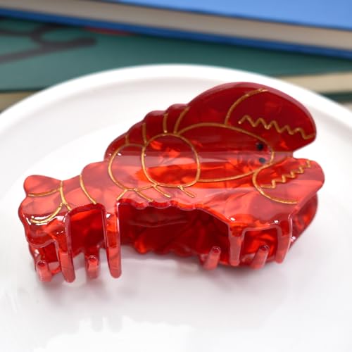 Lobster Shape Hair Claws for Medium Thick Hair - Red Clips