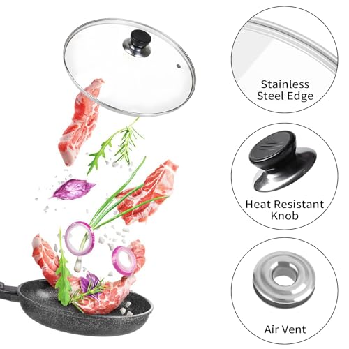8-Inch Tempered Glass Pan Lid with Heat-Resistant Handle