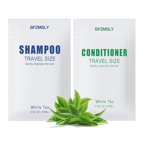 50 Sets Travel Size Shampoo & Conditioner Packets - White Tea Scented Duo