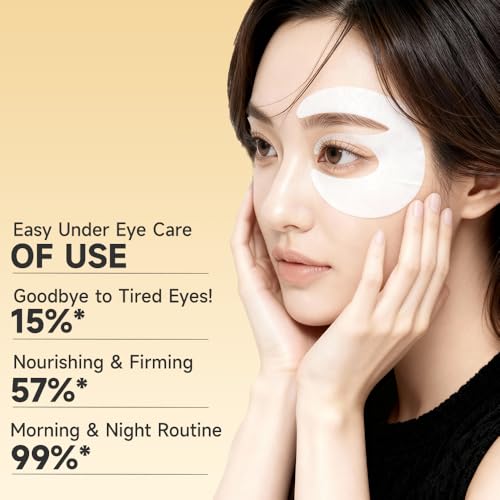 PDRN Under Eye Patches - 4 Pairs, 6-in-1 Korean Eye Mask with Caffeine, Kojic Acid & Retinol