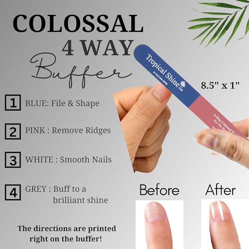 Tropical Shine Colossal 4-Way Nail Buffer - Portable Nail Care Tool