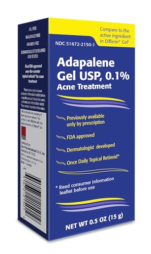 TARO Adapalene 0.1% Gel - Paraben-Free Acne Treatment for Sensitive Skin (0.5 Oz)