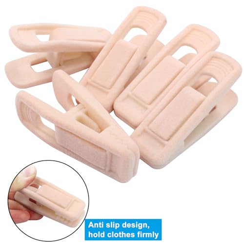 Hordion 20-Pack Velvet Hanger Clips - Non-Slip Flocked Clips for Thin Clothes
