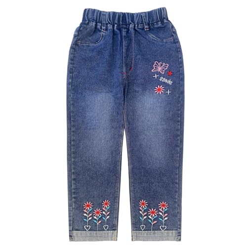 Peacolate 7-8 Years Girls Embroidery Denim Jeans Pants
