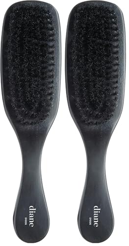 Black Curved Wave Brush with Soft Boar Bristles - Pack of 2 for Men & Women