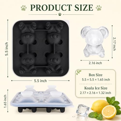 3D Koala Ice Cube Tray Mold - Fun Silicone Molds for Whiskey