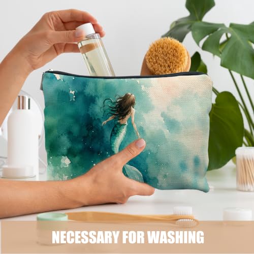 Ocean Beach Teal Mermaid Cosmetic Makeup Bag for Women - Portable & Stylish