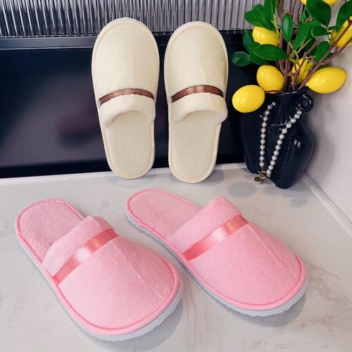 LiliGloris Reusable Spa Slippers for Guests - Closed-Toe Jacquard Fleece