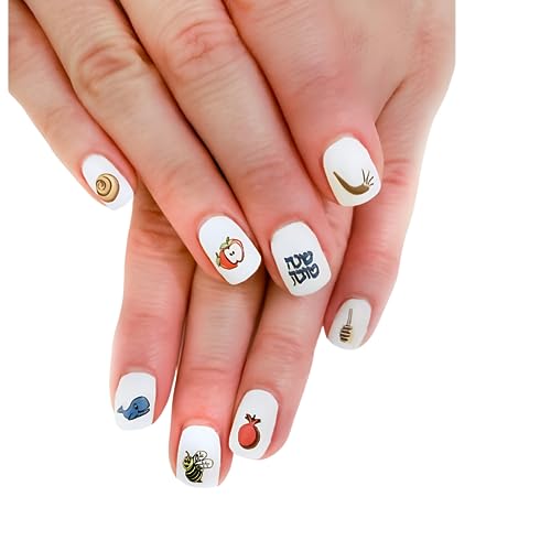 Rite Lite Rosh Hashanah Nail Decals - Jewish New Year Holiday Manicure Stickers, Set of 44