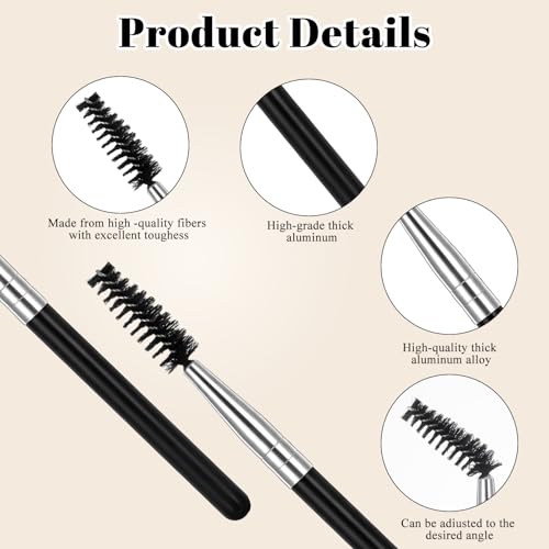 10 Pack Reusable Eyelash & Eyebrow Spoolie Brushes - Black
