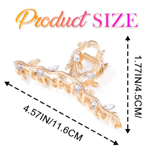 Gold Rhinestone Claw Clips for Women - Pack of 2 Fancy Hair Accessories