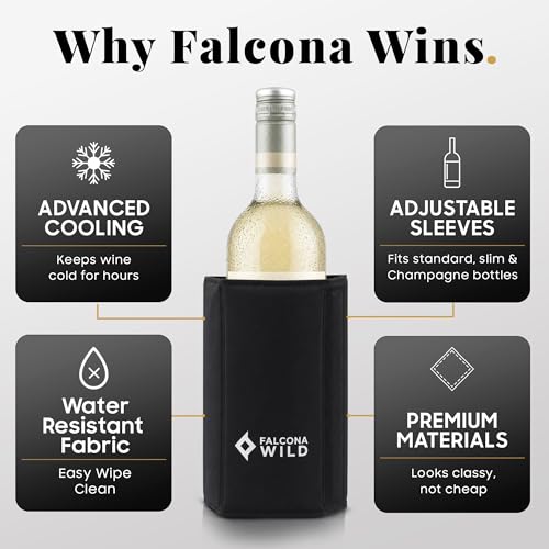 Falcona Wild Wine Cooler Sleeve - Adjustable Chiller for Bottles