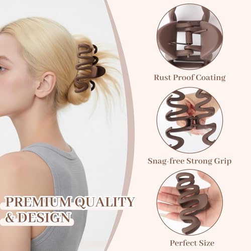 Large Matte Non-Slip Hair Clips for Women - 8 Pack, Stylish & Gentle for All Hair Types