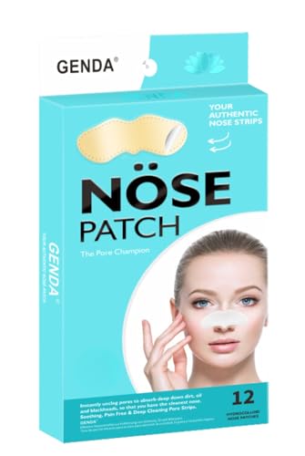 GENDA Blackhead Remover Nose Pore Strips - Deep Cleansing Hydrocolloid Patches, 12 Strips