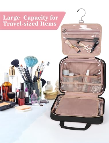 BALULHG Large Hanging Toiletry Bag - Waterproof Travel Makeup Organizer (Black)