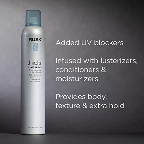 RUSK Thickening Hair Spray with UV Protection - Extra-Hold Volumizing Spray, 10.6 oz
