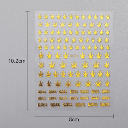 3D Holographic Maple Leaf Nail Stickers - Colorful Nail Art Decals for Manicure